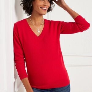 Talbots Red Pure Cashmere V-Neck Sweater